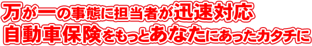 万が一の事態に担当者が迅速対応 自動車保険をもっとあなたにあったカタチに